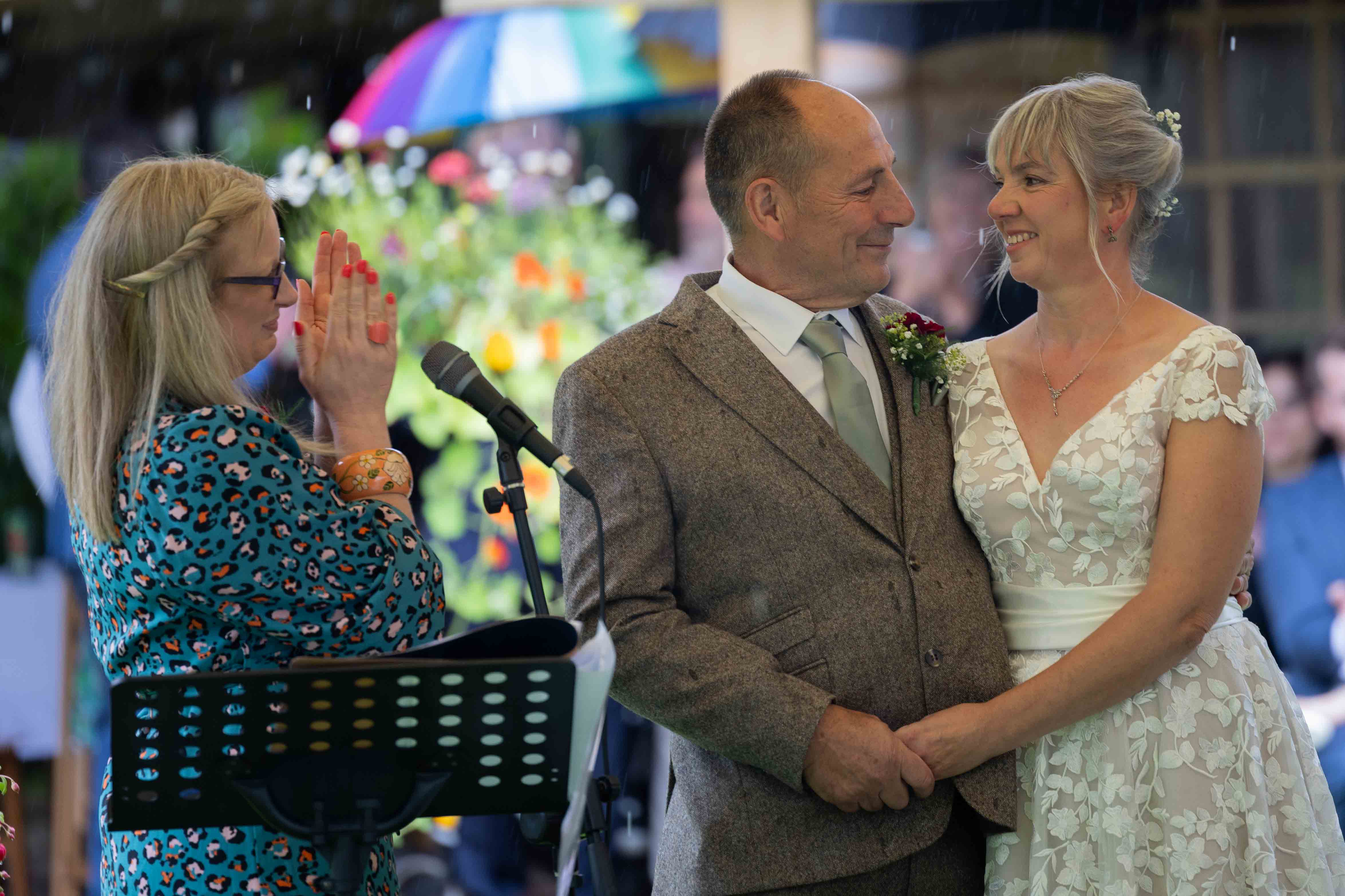 Deb Reed Celebrant Colchester Essex, officiating at the wedding of Cheyney and Albert.